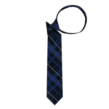 Brown & Blue Plaid Boys Zipper Necktie MPWZ17-14 